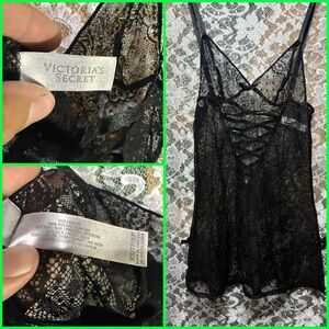 Victoria's Secret Black Lace Slip chemise XS adjustable straps almost vintage